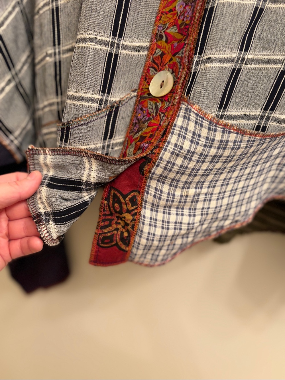 Nothing Matches | Patchwork Button Top- Multicolor - Picture 8 of 10